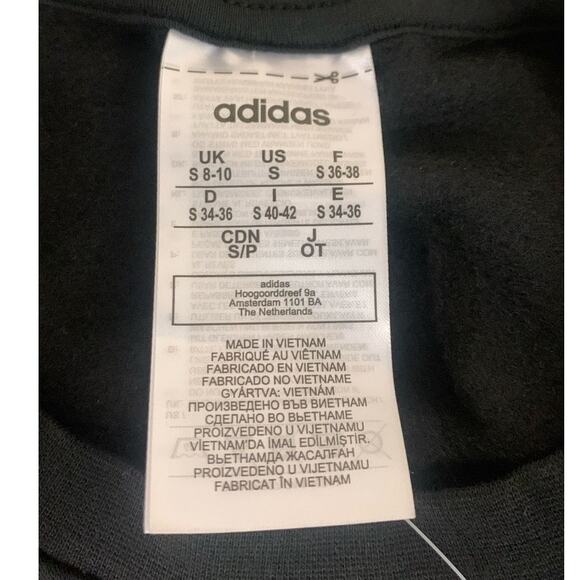 adidas Women's SMALL Essentials 3-stripes Fleece Sweatshirt, Black / White - Picture 5 of 6